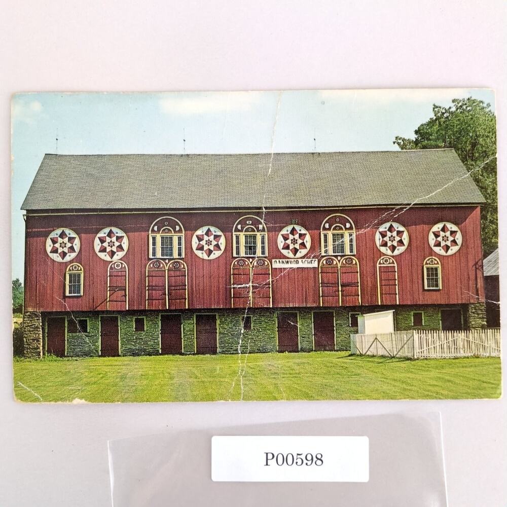 Hex Decorated Barn Lehigh County Pennsylvania 1960s Postcard Oakwood Acres